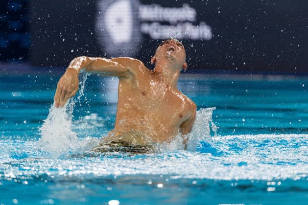 SWIMMING - EAC 2026 PARIS,FRANCE,03.AUG.26 - SWIMMING - European Aquatics Championships Paris 2026, artistic swimming, solo free, men. Image shows Filippo Pelati (ITA).  GEPAxpictures xPhilippxBrem