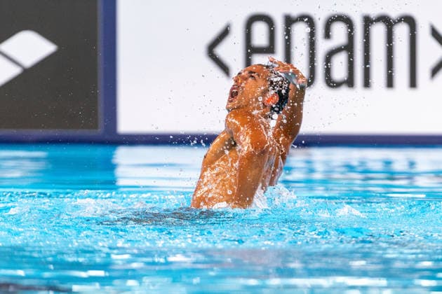 SWIMMING - EAC 2026 PARIS,FRANCE,03.AUG.26 - SWIMMING - European Aquatics Championships Paris 2026, artistic swimming, solo free, men. Image shows Jordi Caceres Iglesia (ESP).  GEPAxpictures xPhilippxBrem