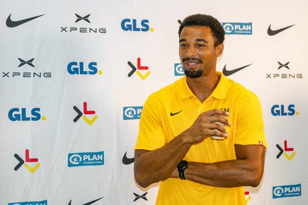 Leo Neugebauer (GER, VfB Stuttgart) stellt sich den Fragen der Reporter. Pressekonferenz DLV Media Days, Mehrkampf, Leichathletik, Saison 2026 2027, 04.08.2026 Pressekonferenz DLV Media Days, Mehrkampf, Saison 2026 2027, 04.08.2026 Leverkusen Copyright: xEibner-Pressefoto ThomasxHaeslerx EP_THR