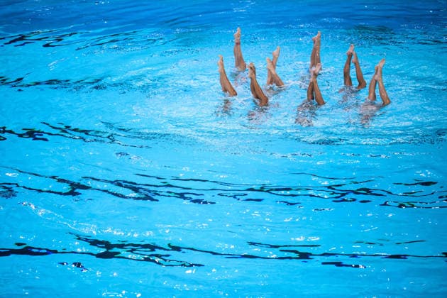 260804 Athletes of team Turkey compete in artistic swimming team technical final during day five of the 2026 European Aquatics Championships on August 4, 2026 in Saint-Denis. Photo: Joel Marklund BILDBYRAN kod JM JM0831 bbeng konstsim artistic swimming 2026 european aquatics championships em Türkiye Copyright: JOELxMARKLUND BB260804JM025