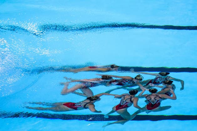 260804 Athletes of team Italy compete in artistic swimming team technical final during day five of the 2026 European Aquatics Championships on August 4, 2026 in Saint-Denis. Photo: Joel Marklund BILDBYRAN kod JM JM0831 bbeng konstsim artistic swimming 2026 european aquatics championships em Copyright: JOELxMARKLUND BB260804JM030