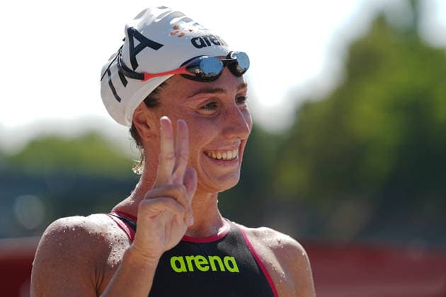 Open Water, Women s 10km, Linda Caponi from Italy, winner of the bronze medal at the European Aquatics Championships Paris 2026, Paris, August 03, 2026 .  Copyright: xGianxMattiaxD Alberto LaPressex