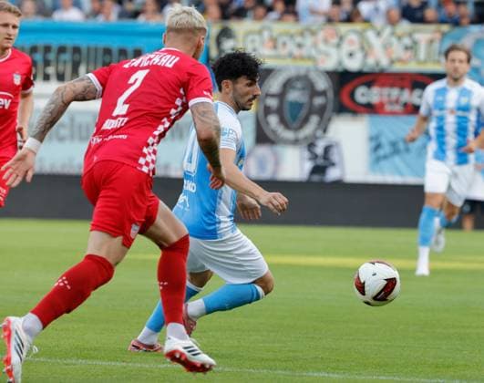 CFC vs FSV Zwickau 04.08.2026 Chemnitz, eins Stadion- An der Gellertstrasse, Fussball, Regionalliga Nordost 2026 2027, 3. Spieltag , CFC, CFC vs FSV Zwickau vlnr: Ben- Luca Moritz und Domenico Alberico Chemnitz Sachsen BRD