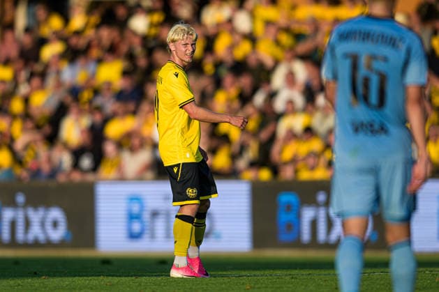 260804 Romeo Leandersson of Mjällby during the Champions League football qualifying match between Mjällby and Slovan Bratislava on August 4, 2026 in Hällevik. Photo: Christoffer Borg Mattisson BILDBYRAN COP 261 CB0545 fotboll football soccer fotball uefa champions league champions league mjällby slovan bratislava bbeng Copyright: CHRISTOFFERxBORGxMATTISSON BB260804CB115