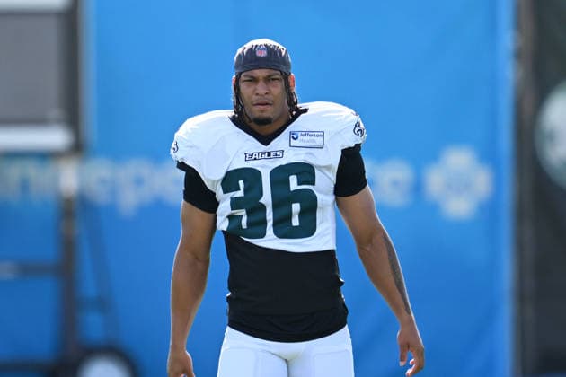 PHILADELPHIA, PA - AUGUST 04: Philadelphia Eagles cornerback Maximus Pulley 36 is shown during the Philadelphia Eagles training camp on August 4th, 2026 at Jefferson Health Training Center in Philadelphia, PA. (Photo by Terence Lewis Icon Sportswire) NFL, American Football Herren, USA AUG 04 Eagles Training Camp EDITORIAL USE ONLY Icon260804012