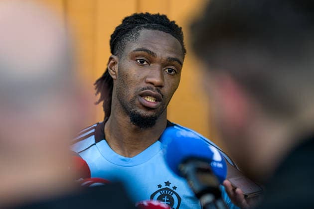 260804 Manasse Kianga of Slovan Bratislava after the Champions League football qualifying match between Mjällby and Slovan Bratislava on August 4, 2026 in Hällevik. Photo: Christoffer Borg Mattisson BILDBYRAN COP 261 CB0545 fotboll football soccer fotball uefa champions league champions league mjällby slovan bratislava bbeng Copyright: CHRISTOFFERxBORGxMATTISSON BB260804CB132