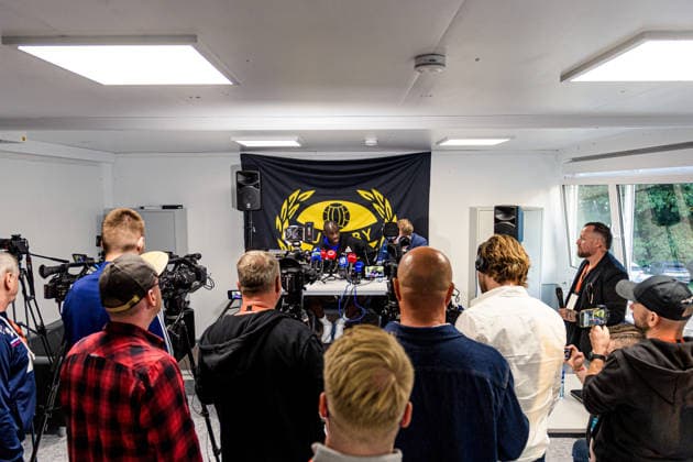 260804 Coach Yaya Toure of Slovan Bratislava at the pressconference after the Champions League football qualifying match between Mjällby and Slovan Bratislava on August 4, 2026 in Hällevik. Photo: Christoffer Borg Mattisson BILDBYRAN COP 261 CB0545 fotboll football soccer fotball uefa champions league champions league mjällby slovan bratislava bbeng Copyright: CHRISTOFFERxBORGxMATTISSON BB260804CB139