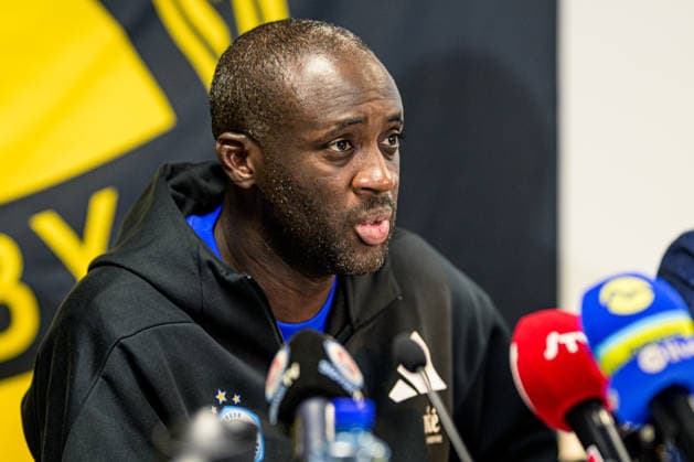 260804 Coach Yaya Toure of Slovan Bratislava at the pressconference after the Champions League football qualifying match between Mjällby and Slovan Bratislava on August 4, 2026 in Hällevik. Photo: Christoffer Borg Mattisson BILDBYRAN COP 261 CB0545 fotboll football soccer fotball uefa champions league champions league mjällby slovan bratislava bbeng Copyright: CHRISTOFFERxBORGxMATTISSON BB260804CB142