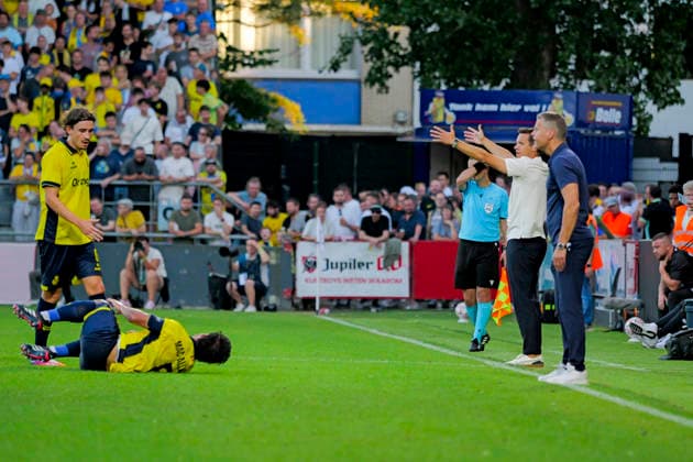 UEFA Champions League Qualifiers 2026–2027: Union Saint-Gilloise, Bodo Glimt, Oostende, Belgium, August 4, 2026: Bodo Glimt coach Kjetil Knutsen during the UEFA Champions League soccer qualifier between Union Saint-Gilloise and Bodo Glimt at Stade Joseph Marien. Photo by Luis Miguel Caceres, NTB, Oostende, Belgium. EDITORIAL USE ONLY. RESTRICTED USE FOR BETTING COMPANIES  Copyright: xLuisxMiguelxCaceresx xNTBx