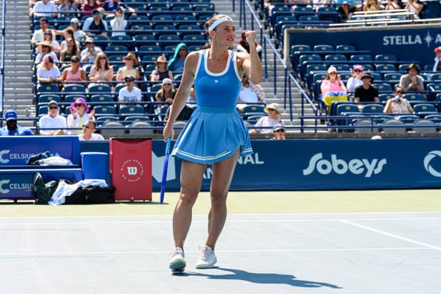 August 4, 2026, Toronto, Ontario, Canada: MARTA KOSTYUK of Ukraine celebrates winning a point during her second-round match against Katherine Sebov of Canada at the National Bank Open, part of the Hologic WTA, Tennis Damen Tour, at Sobeys Stadium. Kostyuk defeated Sebov 7Ã¢â‚¬6(4), 6Ã¢â‚¬0 to advance to the third round. Tennis 2026: WTA 1000 National Bank Open Presented By Rogers.  - ZUMAr228 20260804_znp_r228_022 Copyright: xVasiliyxRyabykhx