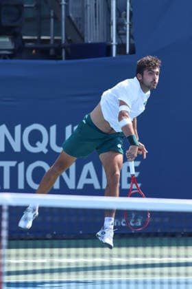 ATP, Tennis Herren Masters 1000 National Bank Open Montreal 2026 - Round of 64 - Day 4 Roman Andres Burruchaga of Argentina serves during the Men™s Singles round of 64 match against Alexei Popyrin of Australia on day 4 of the ATP Masters1000 National Bank Open at IGA Stadium. on August 4, 2026, in Montreal, Canada. (Photo by Horacio Zamora Eyepix Group) Copyright: xHoracioxZamorax xEyepixxGroupx HZ_04082026_193794