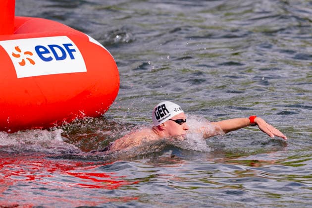 France, Paris, Centre Aquatique Olympique Metropole du Grand Paris, 05.08.2026, European Aquatics Championships Artistic Swimming, Day 6, 5km Open Water, Florian Wellbrock of Germany, Photo by Eibner Pressefoto Tino Henschel European Aquatics Championships Artistic Swimming, Day 6, 5km Open Water Paris Copyright: xEibnerxPressefotox