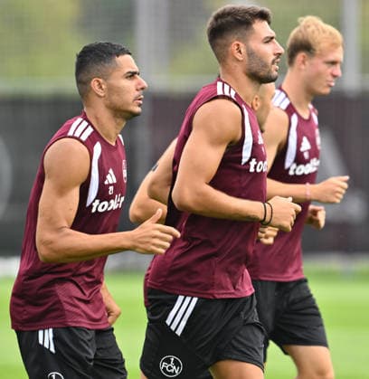 05.08.2026 - Fussball - 2. Fussball - Bundesliga - Saison 2026 2027 - 1. FC Nürnberg Nuernberg FCN ( Club ) - Training - Sportfoto Zink - xwoxzix - Ioannis Masouras (21, 1. FC Nürnberg FCN ) Alexios Kalogeropoulos (4, 1. FC Nürnberg FCN )