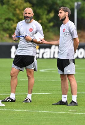 05.08.2026 - Fussball - 2. Fussball - Bundesliga - Saison 2026 2027 - 1. FC Nürnberg Nuernberg FCN ( Club ) - Training - Sportfoto Zink - xwoxzix - Javier Pinola (Co-Trainer 1. FC Nürnberg FCN ) Matthias Kreutzer ( Co-Trainer 1. FC Nürnberg FCN )
