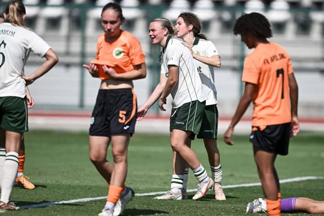 260805 Mari Nyhagen Rosendal of Hammarby celebrates after scoring 0-1 during the UEFA Women s Champions League qualifying match between Hammarby and Apolonia on August 5, 2026 in Biella. Photo: Daniele Buffa BILDBYRAN COP 18 XY0120 fotboll football soccer fotball uefa womens champions league hammarby apolonia dam bbeng kval jubel Copyright: DanielexBuffa BB260805BB244