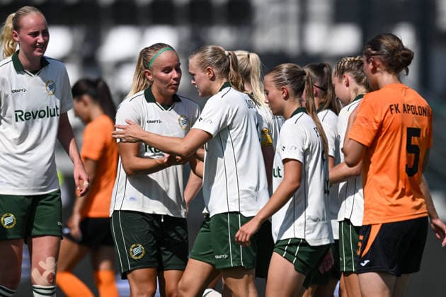 260805 Elin Sorum of Hammarby celebrates after scoring 0-2 during the UEFA Women s Champions League qualifying match between Hammarby and Apolonia on August 5, 2026 in Biella. Photo: Daniele Buffa BILDBYRAN COP 18 XY0120 fotboll football soccer fotball uefa womens champions league hammarby apolonia dam bbeng kval jubel Copyright: DanielexBuffa BB260805BB249