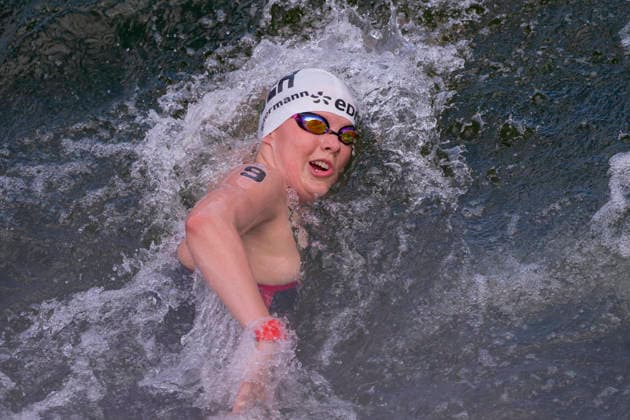 France, Paris, Centre Aquatique Olympique Metropole du Grand Paris, 05.08.2026, European Aquatics Championships Artistic Swimming, Day 6, 5km Womans Open Water, Julia Ackermann of Germany, Photo by Eibner Pressefoto Tino Henschel European Aquatics Championships Artistic Swimming, Day 6, 5km Womans Open Water Paris Copyright: xEibnerxPressefotox