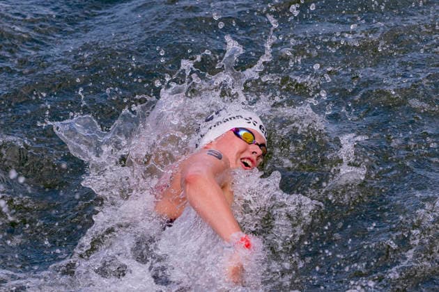 France, Paris, Centre Aquatique Olympique Metropole du Grand Paris, 05.08.2026, European Aquatics Championships Artistic Swimming, Day 6, 5km Womans Open Water, Julia Ackermann of Germany, Photo by Eibner Pressefoto Tino Henschel European Aquatics Championships Artistic Swimming, Day 6, 5km Womans Open Water Paris Copyright: xEibnerxPressefotox