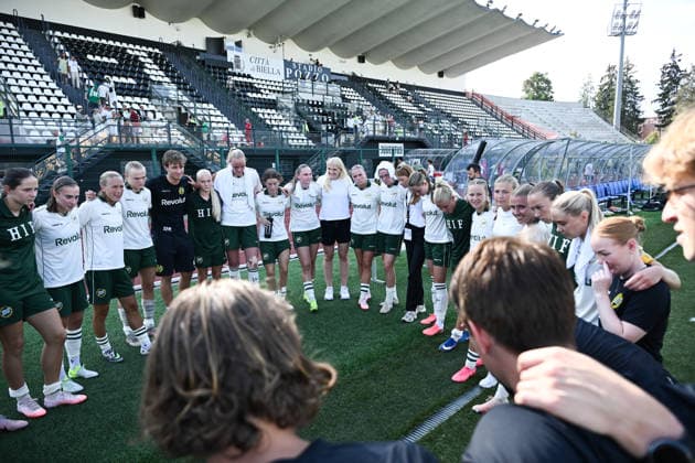 260805 Players of Hammarby after the UEFA Women s Champions League qualifying match between Hammarby and Apolonia on August 5, 2026 in Biella. Photo: Daniele Buffa BILDBYRAN COP 18 XY0120 fotboll football soccer fotball uefa womens champions league hammarby apolonia dam bbeng kval Copyright: DanielexBuffa BB260805BB279