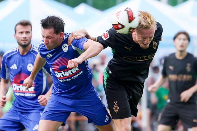 Isac Lidberg (Borussia Moenchengladbach) erzielt mit diesem Kopfball das Tor zum 0:2 waehrend des Freundschaftsspiels zwischen dem FC Rottach-Egern und Borussia Moenchengladbach, Stadion Birkenmoos am 05. August 2026 in Rottach-Egern, Deutschland. (Foto von Marco Steinbrenner DeFodi Images) +++ Isac Lidberg (Borussia Moenchengladbach) scores the goal to make it 0 2 with this header during the Friendly match between FC Rottach-Egern and Borussia Moenchengladbach at Stadion Birkenmoos on August 5, 2026 in Rottach-Egern, Germany. (Photo by Marco Steinbrenner DeFodi Images) (Photo by Marco Steinbrenner DeFodi Images) -