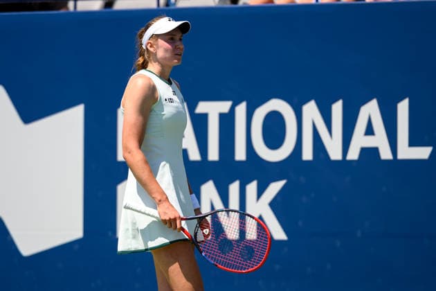 August 5, 2026, Toronto, Ontario, Canada: ELENA RYBAKINA of Kazakhstan is seen during her second-round match against Daria Kasatkina of Australia at the National Bank Open, part of the Hologic WTA, Tennis Damen Tour, at Sobeys Stadium. Toronto Canada - ZUMAr228 20260805_znp_r228_002 Copyright: xVasiliyxRyabykhx