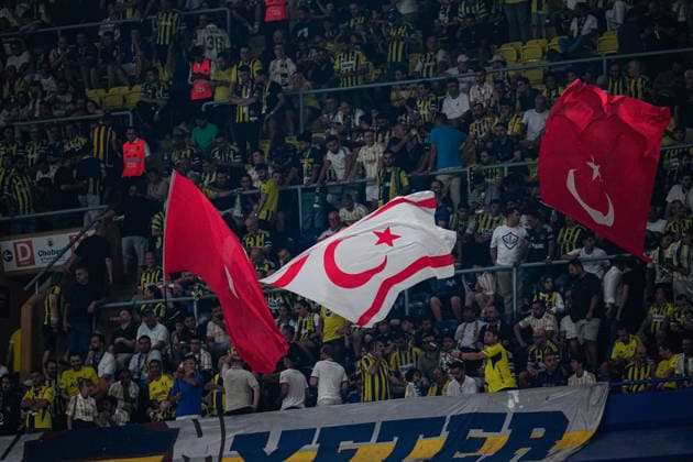 Fenerbahce SK v Sturm Graz - UEFA Champions League 2026 27 Third Qualifying Round First Leg Flags of Turkey and Northern Cyprus Turkish Republic seen during the UEFA Champions League 2026 27 third qualifying round first leg match between Fenerbahce SK and Sturm Graz at Fenerbahce Sükrü Saracoglu Spor Kompleksi on August 05, 2026 in Istanbul, Turkey. Istanbul Fenerbahce Sükrü Saracoglu Spor Kompleksi Istanbul Turkey Copyright: xxYagizxGurtugx