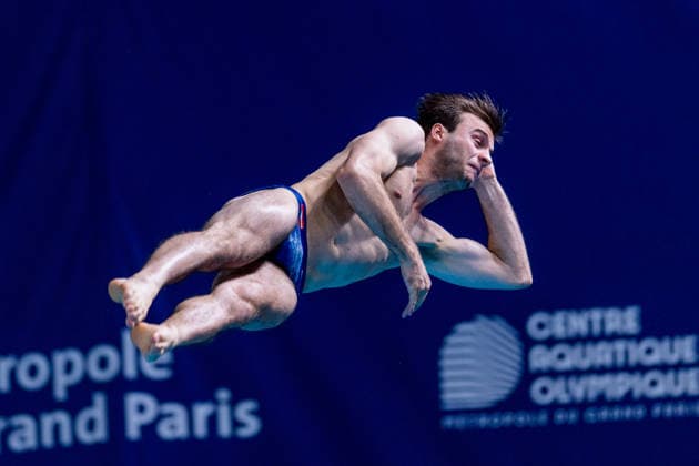 SWIMMING - EAC 2026 PARIS,FRANCE,05.AUG.26 - SWIMMING - European Aquatics Championships Paris 2026, diving, 3m springboard, men. Image shows Nikolaj Schaller (AUT).  GEPAxpictures xPhilippxBrem