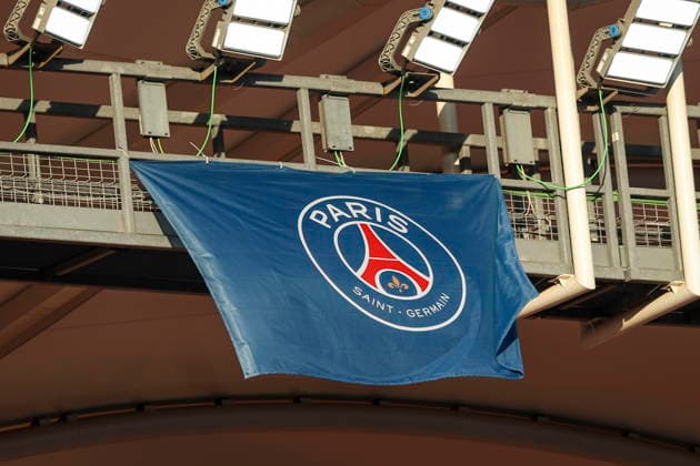 PSG flag during the during the pre-season friendly match between RCD Mallorca and Paris Saint-Germain at Estadi Son Moix on August 5, 2026 in Palma de Mallorca, Spain. (Photo by Xavi Bonilla DeFodi Images) -