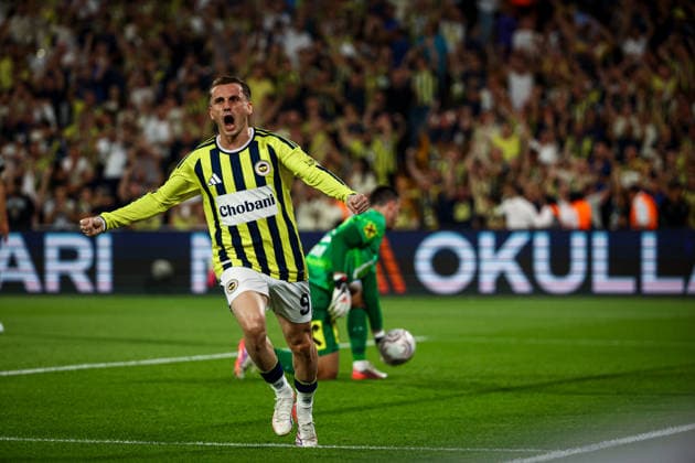 776539845 Kerem Akturkoglu of Fenerbahce celebrates the goal during the match. Fenerbahce and Sturm Graz faced each other at UEFA Champions League Qualification 3rd Round 1st leg. The match took place in Chobani Fenerbahce Sukru Saracoglu Stadium on August 5th, 2026. Istanbul Istanbul Turkey Copyright: xBurakxBasturkx