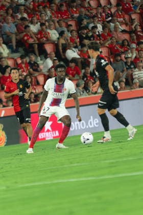ESP: RCD Mallorca v PSG Trofeu Ciutat de Palma Pre Season 2026 2027 Quentin Ndjantou of PSG during Trofeu Ciutat de Palma Pre Season match between RCD Mallorca and PSG played at Estadio Son Moix, Palma de Mallorca on August 05, 2026. Palma de Mallorca, Spain. Mallorca Spain Football Copyright: xGutix