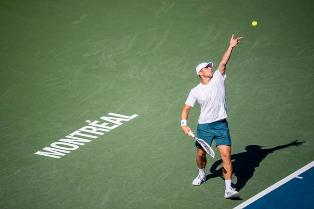 August 5, 2026, Montreal, Pq, Canada: Tallon Griekspoor of Netherlands serves to Alexander Zverev of GermanyÃ‚ on day four of the National Bank Open tennis tournament in Montreal on Wednesday, August 5, 2026. Canada News - August 5, 2026  - ZUMAc35_ 20260805_zaf_c35_135 Copyright: xChristopherxKatsarovx