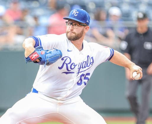AUG 05, 2026: Kansas City Royals starting pitcher Noah Cameron (65) throws a pitch against the Minnesota Twins at Kauffman Stadium Kansas City, MO. CSM Kansas City United States - ZUMAc04_ 20260805_zma_c04_013 Copyright: xRomanxPunox