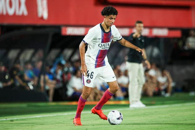 Idder (PSG Paris Saint-Germain) controls the ball during the during the pre-season friendly match between RCD Mallorca and Paris Saint-Germain at Estadi Son Moix on August 5, 2026 in Palma de Mallorca, Spain. (Photo by Xavi Bonilla DeFodi Images) -