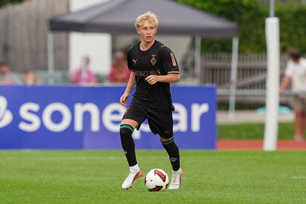 05.08.2026, xydrx, Fußball, Testspiel, FC Rottach-Egern - Borussia Mönchengladbach, Saison 2026 2027, Stadion am Birkenmoos: Fritz Fleck (Borussia Moenchengladbach, 27) DFB regulations prohibit any use of photographs as image sequences and or quasi-video. Copyright: HMBxMedia YannisxDreimann