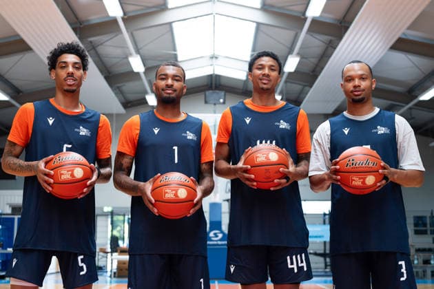 easycredit BBL Basketball Bundesliga 2026 2027 Medientraining Science City Jena am 06.08.2026 Die Neuzugänge aus den USA v.li. Terrence Edwards Jr., Pierre Brooks II, Ira Lee, Jemarl Baker Jr. Sparkassen Arena