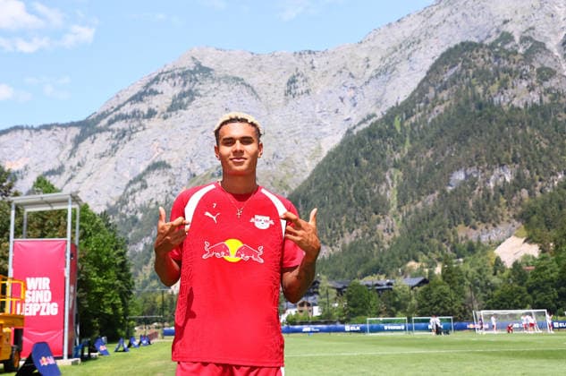 RB Leipzig - AUT Trainingslager Bundesliga Saalfelden, 06.08.2026, Gut Brandlhof, Fussball, Bundesliga, GER , RB Leipzig - Trainingslager in Saalfelden am Steinernen Meer AUT. , Im Bild: Antonio Nusa (7, RB Leipzig) ,