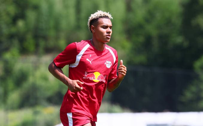 RB Leipzig - AUT Trainingslager Bundesliga Saalfelden, 06.08.2026, Gut Brandlhof, Fussball, Bundesliga, GER , RB Leipzig - Trainingslager in Saalfelden am Steinernen Meer AUT. , Im Bild: Antonio Nusa (7, RB Leipzig) ,