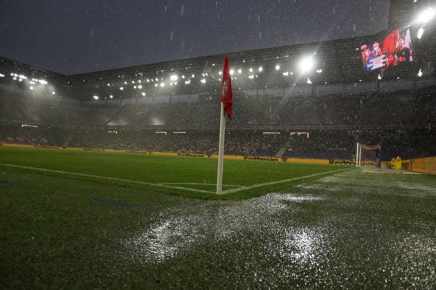 Fussball: Österreich: UEFA Conference League Qualifikation 2026 2027 - 3. Runde, 06.08.2026 - FC Red Bull Salzburg (RB, Österreich) vs. Pafos FC (Zypern) - Red Bull Arena (Wals-Siezenheim, Österreich); mögliche Spielabsage - Regen, Sturm, Gewitterwarnung Copyright: xLukasxBierederx