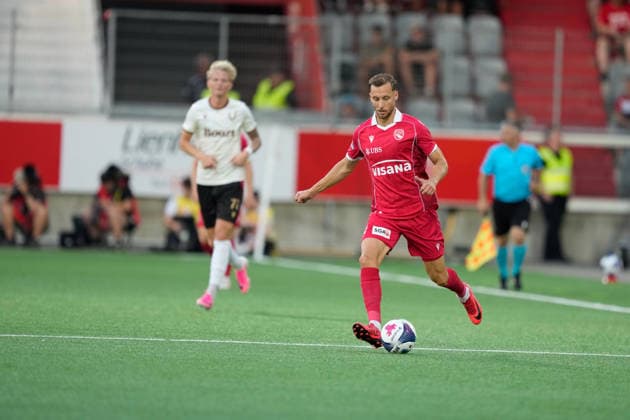 Thun, Switzerland - August 06: Nicolas Brügy - Nicolas Brugy (5 THU) during the UEFA Europa League Qualification match between FC Thun and Vikingur Reykjavik at VISANA Stadion on August 06, 2026 in Thun, Switzerland. Copyright: xKjetilxWaberx xSPPx Sportspressphoto_SPR201529