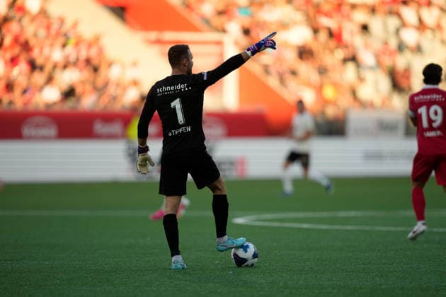 Thun, Switzerland - August 06: Goalkeeper Niklas Steffen (1 THU) during the UEFA Europa League Qualification match between FC Thun and Vikingur Reykjavik at VISANA Stadion on August 06, 2026 in Thun, Switzerland. Copyright: xKjetilxWaberx xSPPx Sportspressphoto_SPR201530
