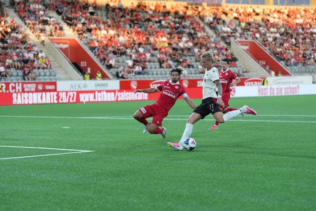 Thun, Switzerland - August 06: Stigur Thordarson (77 Vikingur R.) scores, but no goal after VAR during the UEFA Europa League Qualification match between FC Thun and Vikingur Reykjavik at VISANA Stadion on August 06, 2026 in Thun, Switzerland. Copyright: xKjetilxWaberx xSPPx Sportspressphoto_SPR201539