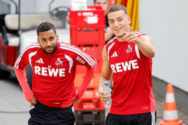 Die Fußballspieler Linton Maina (Mittelfeld) und Said El Mala (Mittelfeld) beim öffentlichen Training des 1. FC Köln am Geißbockheim. Köln, 06.08.2026 (DFL DFB REGULATIONS PROHIBIT ANY USE OF PHOTOGRAPHS as IMAGE SEQUENCES and or QUASI-VIDEO) NRW Deutschland Copyright: xChristophxHardtx