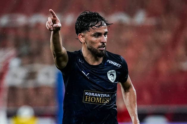 Fussball: Österreich: UEFA Europa League Qualifikation 2026 2027 - 3. Runde, 06.08.2026 - FC Red Bull Salzburg (Österreich) vs. Pafos FC (Zypern) - Red Bull Arena (Wals-Siezenheim, Österreich); Gabriel Biel (Pafos FC) Copyright: xLUKAxKOLANOVICx