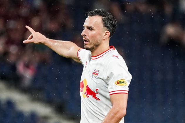 Fussball: Österreich: UEFA Europa League Qualifikation 2026 2027 - 3. Runde, 06.08.2026 - FC Red Bull Salzburg (Österreich) vs. Pafos FC (Zypern) - Red Bull Arena (Wals-Siezenheim, Österreich); Haris Tabakovic (FC Salzburg) Copyright: xLUKAxKOLANOVICx