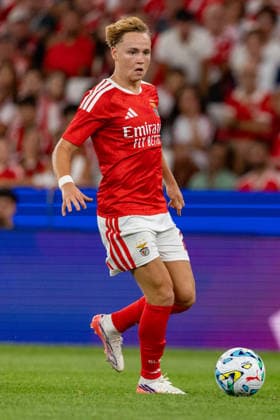 Andreas Schjelderup seen during UEFA Europa League qualifying game between teams of SL Benfica and Heart of Midlothian FC (Maciej Rogowski Ball Raw Images PT) Lisbon Estadio Da Luz Portugal Copyright: xMaciejxRogowskix ROG_BENvHER-088