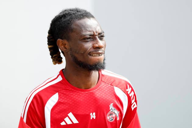 Fußballspieler Gideon Mensah (Abwehr) beim öffentlichen Training des 1. FC Köln am Geißbockheim. Köln, 06.08.2026 (DFL DFB REGULATIONS PROHIBIT ANY USE OF PHOTOGRAPHS as IMAGE SEQUENCES and or QUASI-VIDEO) NRW Deutschland Copyright: xChristophxHardtx