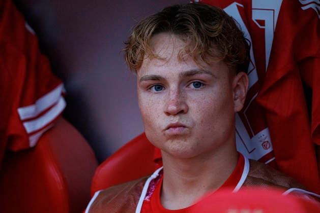 Andreas Schjelderup seen during UEFA Europa League qualifying game between teams of SL Benfica and Heart of Midlothian FC (Maciej Rogowski Ball Raw Images PT) Lisbon Estadio Da Luz Portugal Copyright: xMaciejxRogowskix maciejrogowski_slbenfica_hearts_2627_5-17