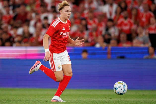 Andreas Schjelderup seen during UEFA Europa League qualifying game between teams of SL Benfica and Heart of Midlothian FC (Maciej Rogowski Ball Raw Images PT) Lisbon Estadio Da Luz Portugal Copyright: xMaciejxRogowskix maciejrogowski_slbenfica_hearts_2627_5-285