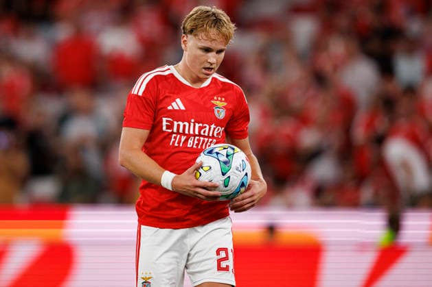 Andreas Schjelderup seen during UEFA Europa League qualifying game between teams of SL Benfica and Heart of Midlothian FC (Maciej Rogowski Ball Raw Images PT) Lisbon Estadio Da Luz Portugal Copyright: xMaciejxRogowskix maciejrogowski_slbenfica_hearts_2627_5-317