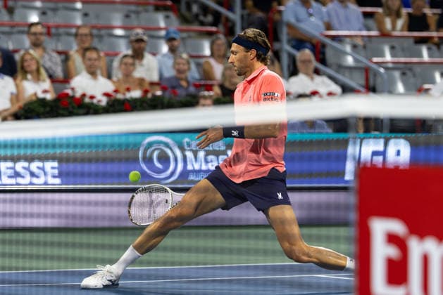August 6, 2026, Montreal, Quebec, Canada: ARTHUR RINDERKNECH from France volley in match against Frances Tiafoe (15) from USA in third round at Canadian Open at IGA stadium in Montreal, Quebec, Canada on 2026-08-06 Montreal Canada - ZUMAl189 20260806_zsp_l189_129 Copyright: xYannickxLegarex